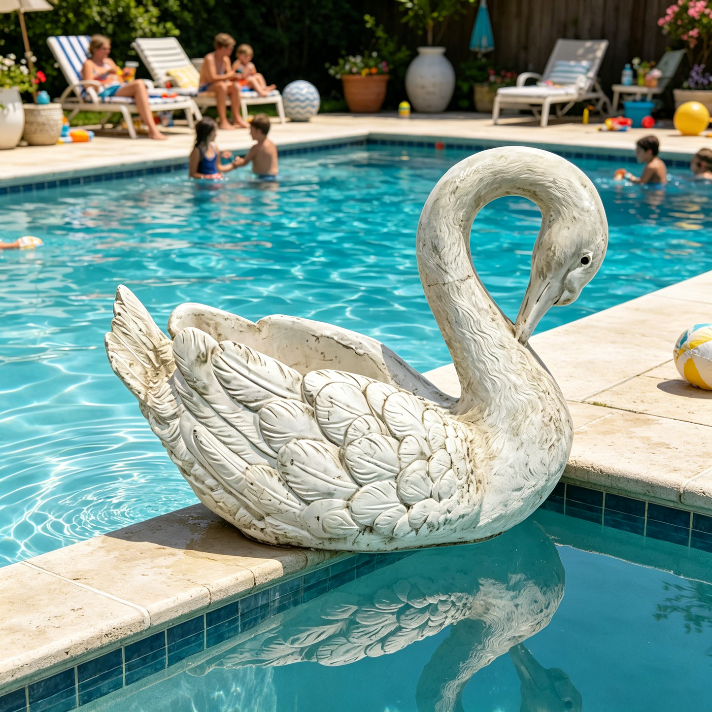 12.8'' Tall Vintage Swan Statue Planter