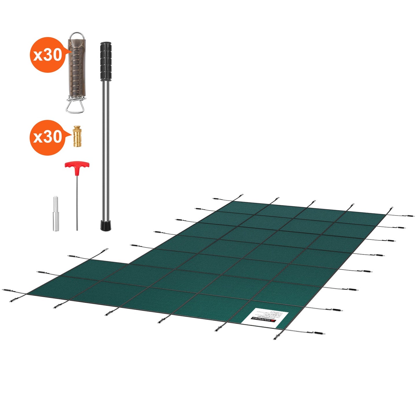 Inground Pool Safety Cover, 20 ft x 38 ft Rectangular with Right Step