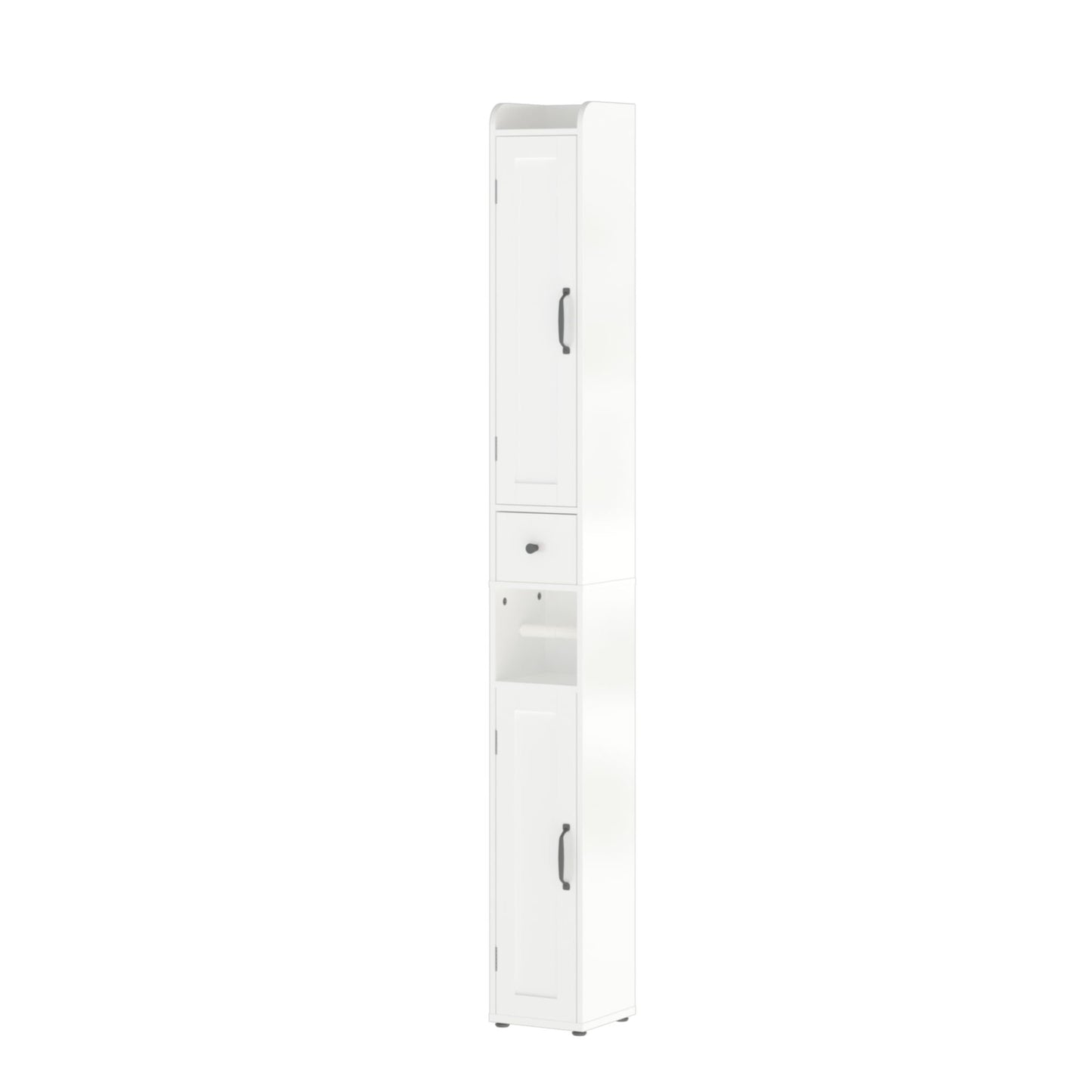 Slim Tall Bathroom Storage Cabinet With Adjustable Shelves, 2 Doors Freestanding Cabinet - White