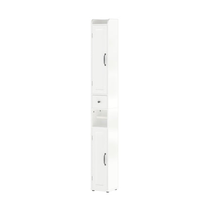 Slim Tall Bathroom Storage Cabinet With Adjustable Shelves, 2 Doors Freestanding Cabinet - White
