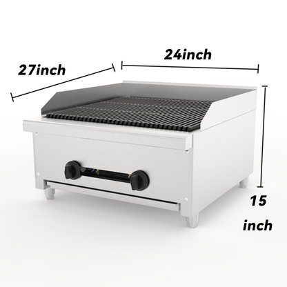 24 Inch Commercial Gas Lava Rock Charbroiler