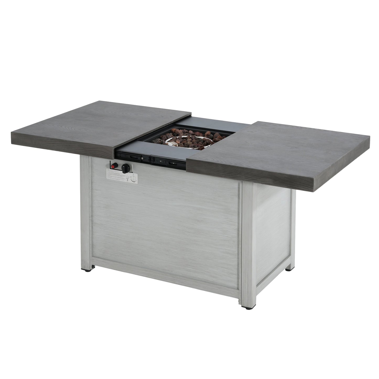 Extendable Rectangle Aluminum Alloy Fire Pit Table, 50,000 BTU