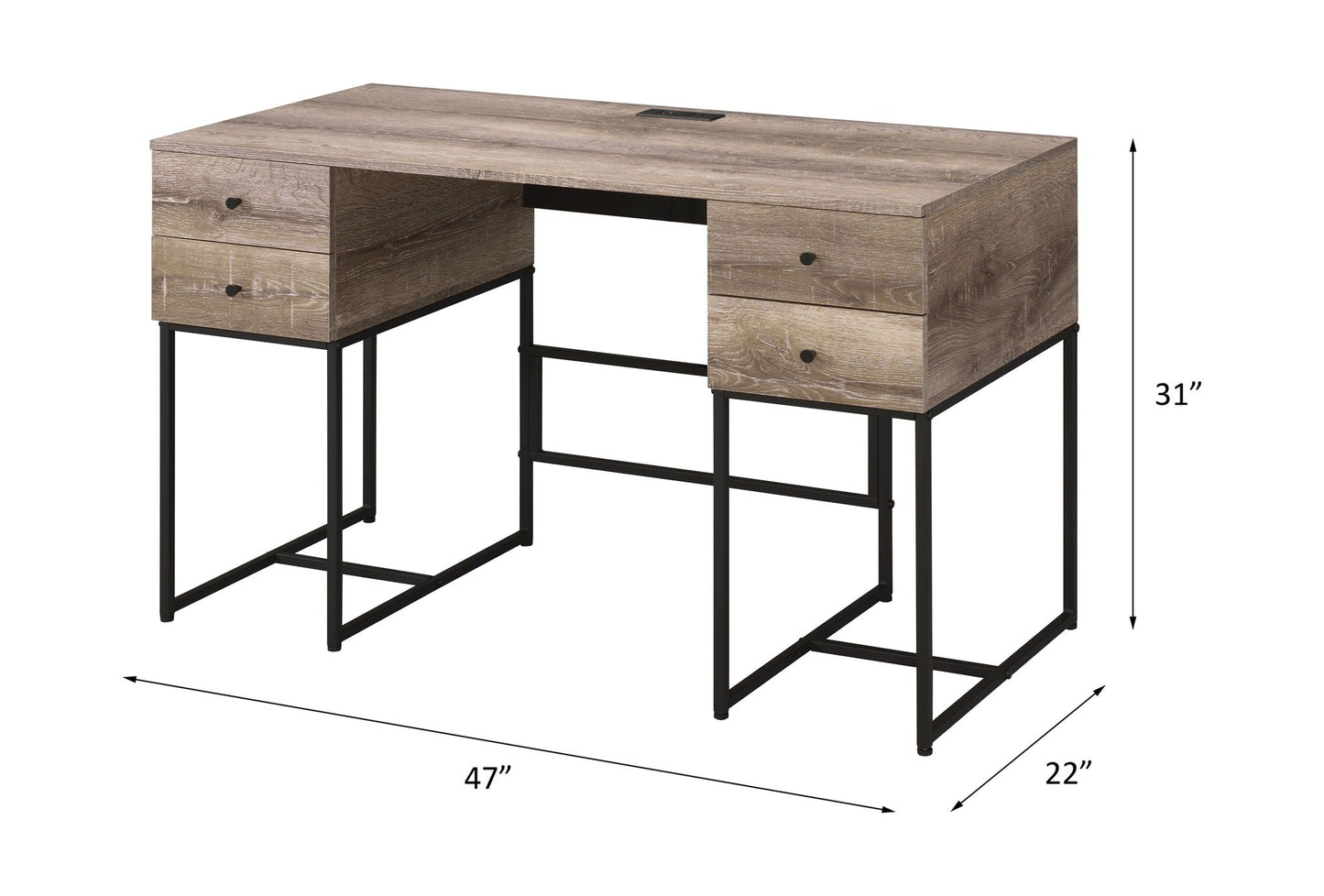 Desirre Writing Desk With USB Port - Oak