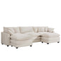 Modern Oversized Modular Cushion Sofa With Ottoman, Low Back, Deep Seating Sofa Set