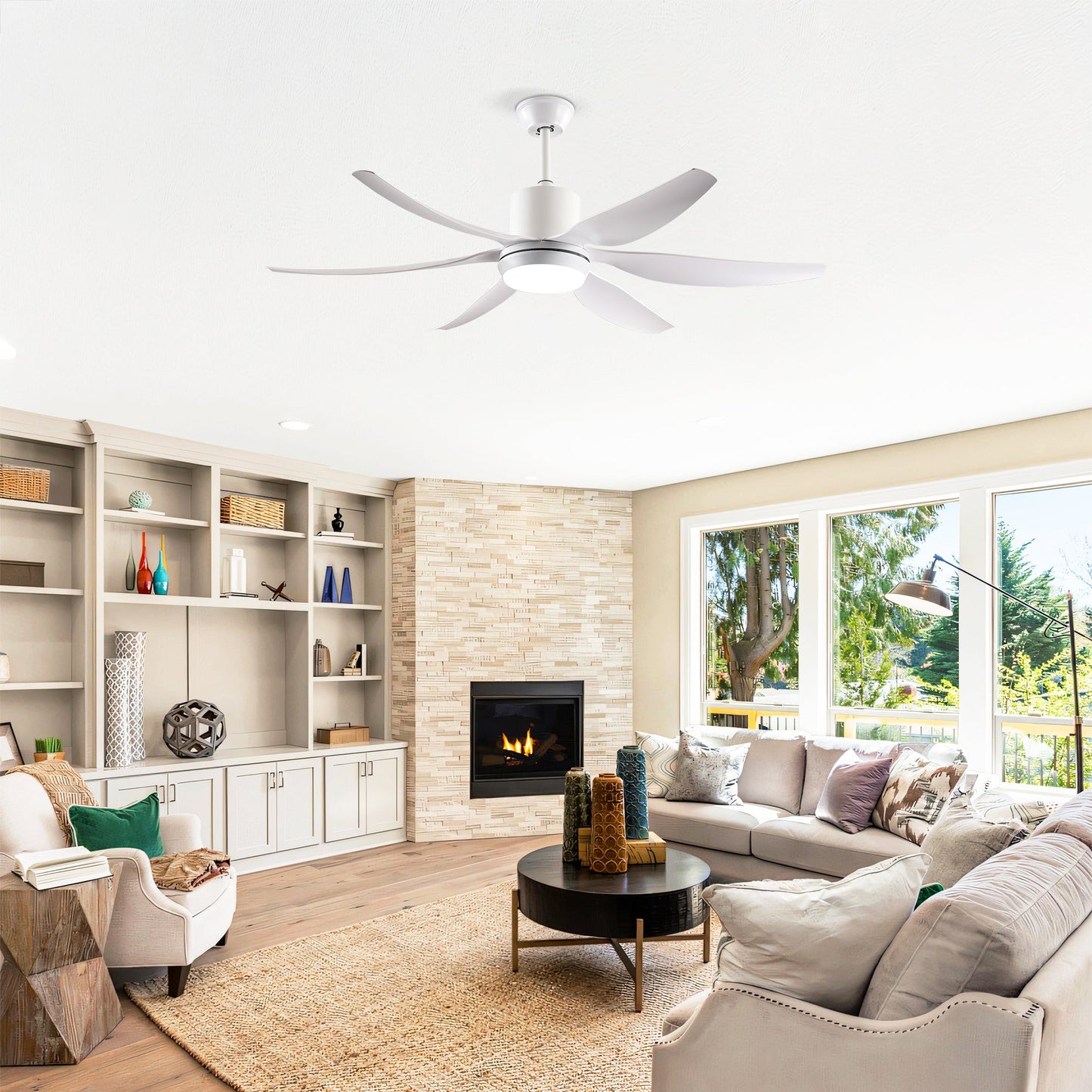 6 PCS ABS Blades 56" Ceiling Fan With Light Kit