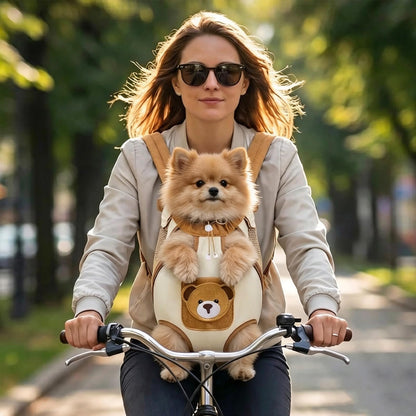 Cute Bear Pet Front Carrier Backpack, Hands Free Chest Carry Bag For Small Dogs Cats, Breathable Legs Out Design Adjustable Secure Buckles For Daily Walking Travel
