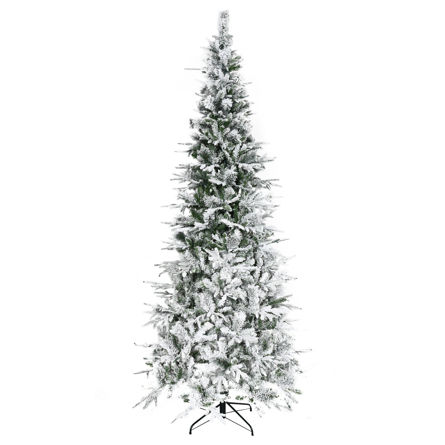 HOMCOM 9' Unlit Snow Flocked Pine Artificial Christmas Tree