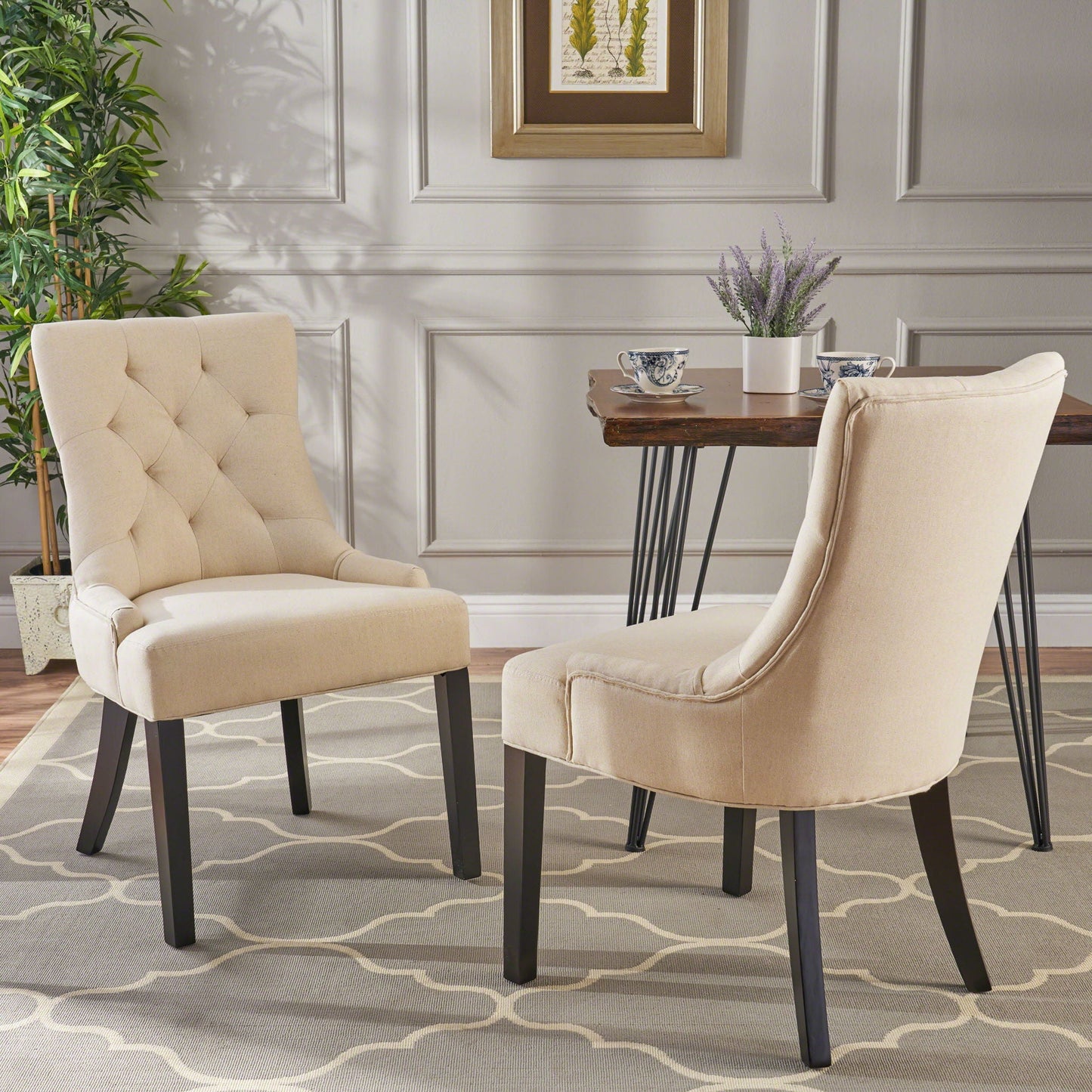 Cheney Contemporary Dining Chair Tufted Upholstery (Set of 2)