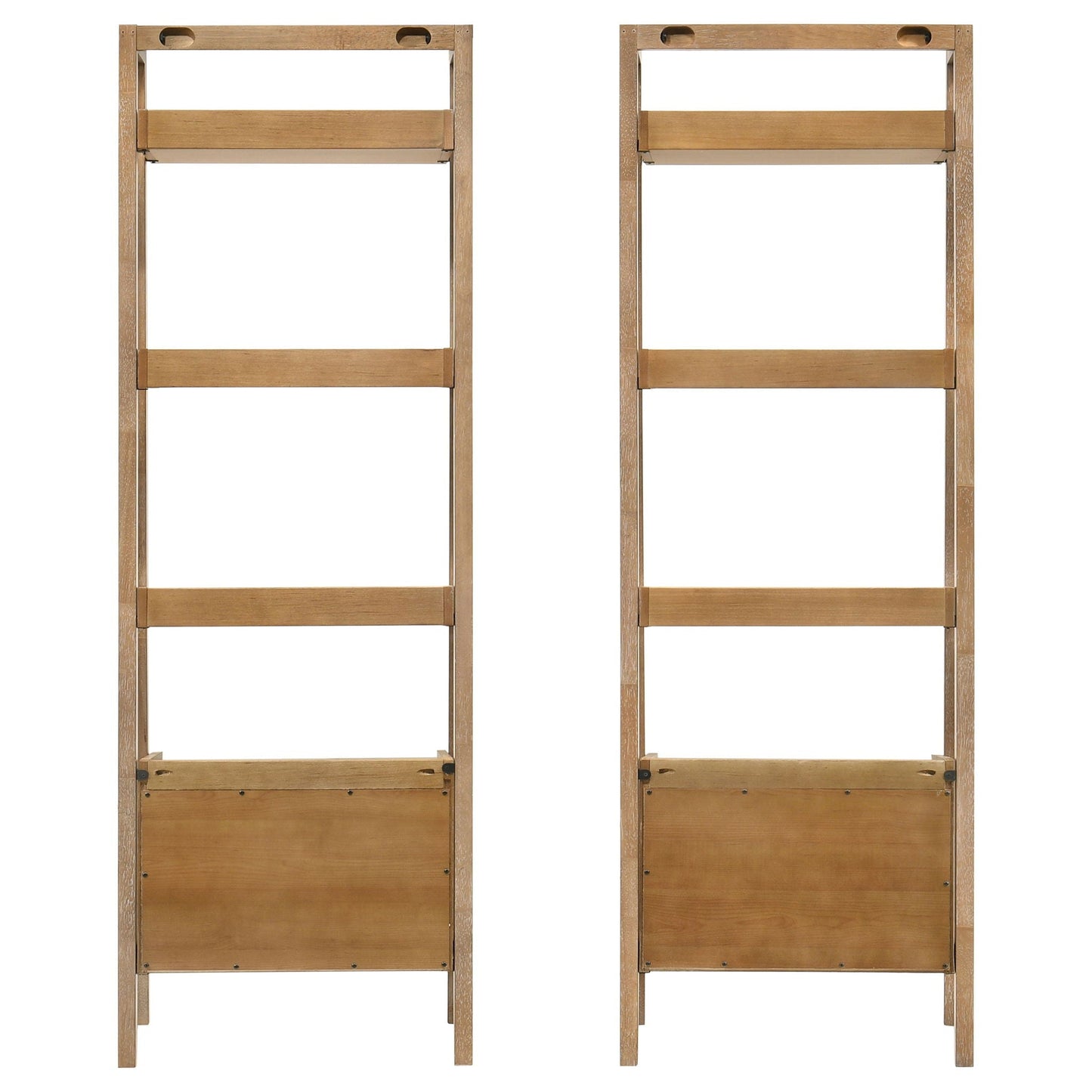 Fabian 2-piece 4-shelf Bookshelf with Drawer Distressed Light Brown