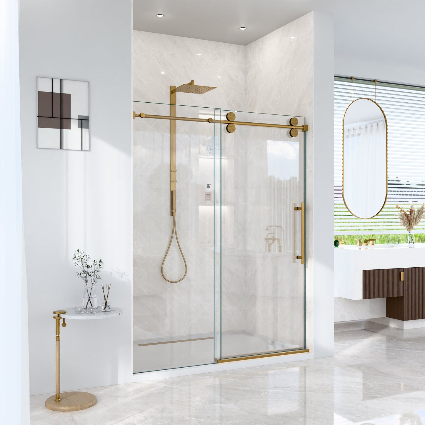 56"-60"W x 72"H Frameless Single Sliding Shower Door