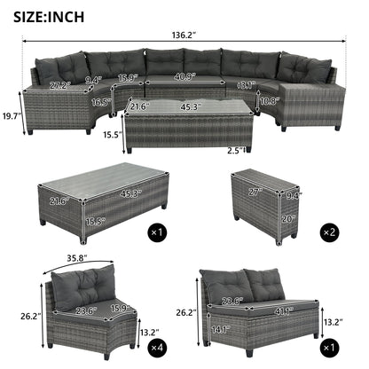 8-Pieces Outdoor Wicker Round Sofa Set