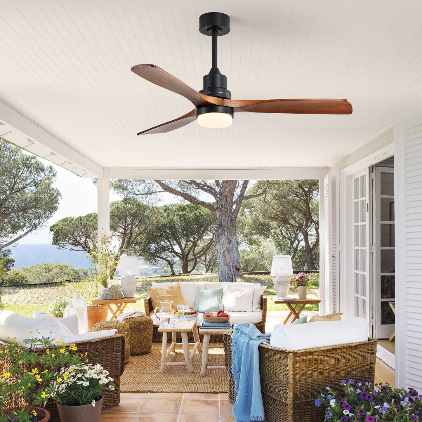 52 Inch Indoor Ceiling Fan with Dimmable LED Light and Remote Control