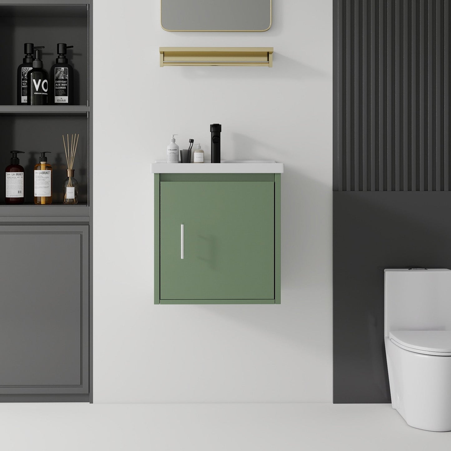 20 Inch Floating Bathroom Vanity with Sink, Soft-Close Door, Ceramic Sink, Plywood