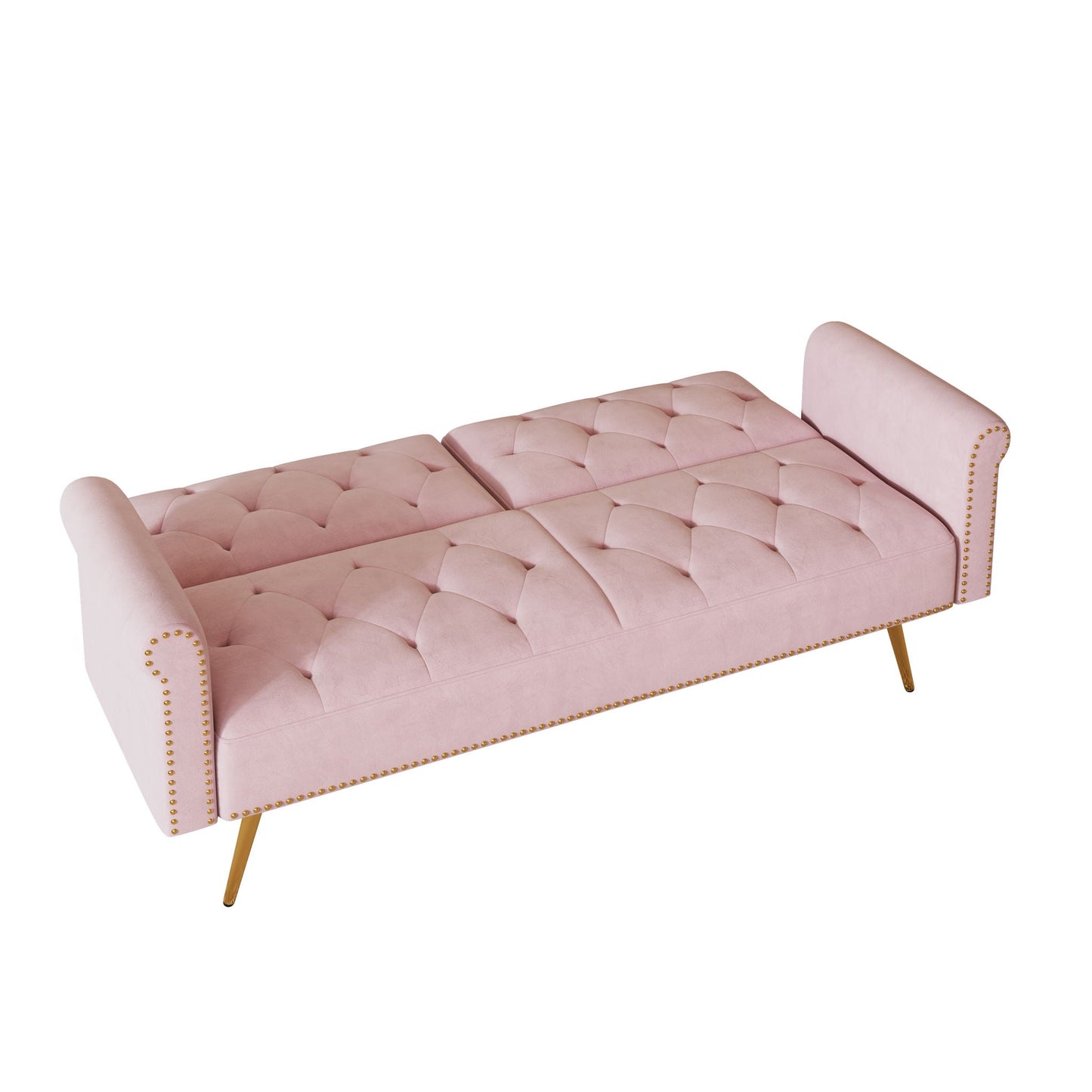 Luxurious Sofa Bed With Nail Head Trim And Matching Pillow