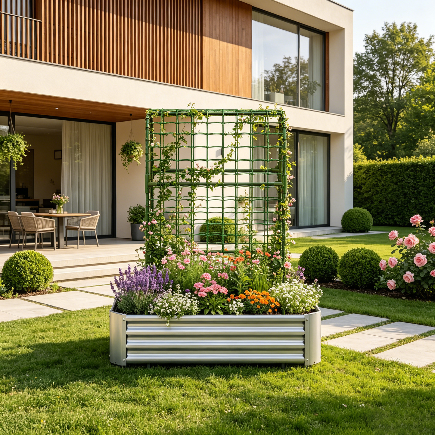 2-in-1 Raised Garden Bed with Trellis