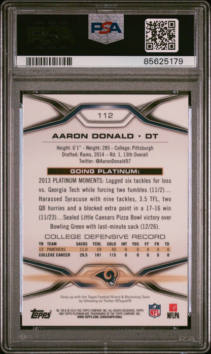 Graded 2014 Topps Platinum Aaron Donald #112 Xfractor Rookie RC Football Card PSA 10 Gem Mint