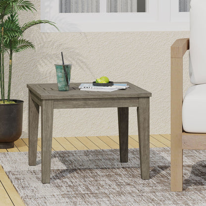 Dexterity Outdoor Square Side Table with Wood Frame - Gray
