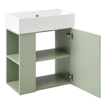 21.6 Inch Modern Floating Bathroom Vanity with Ceramic Basin