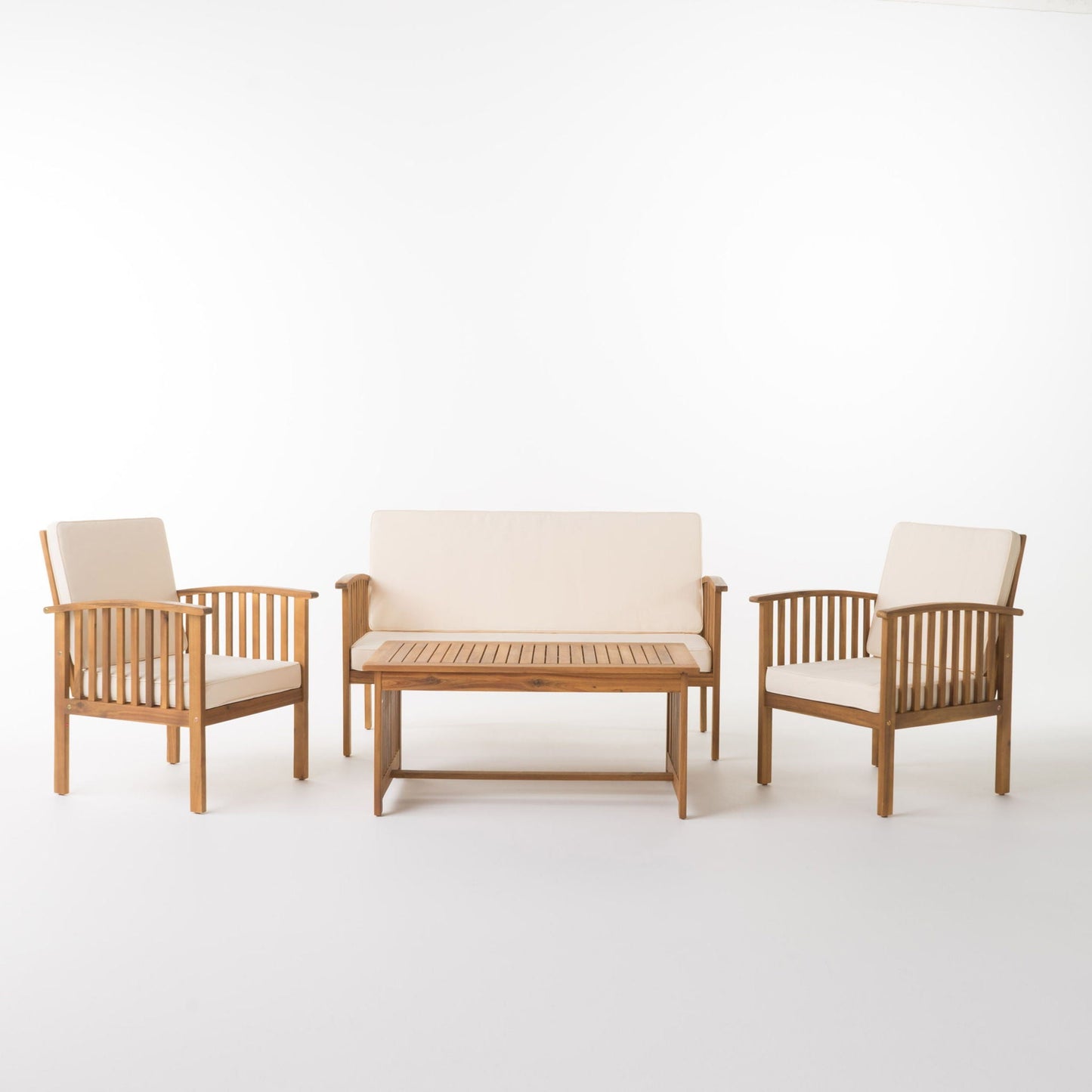 4 Piece Outdoor Chat Set With Water-Resistant Cushions