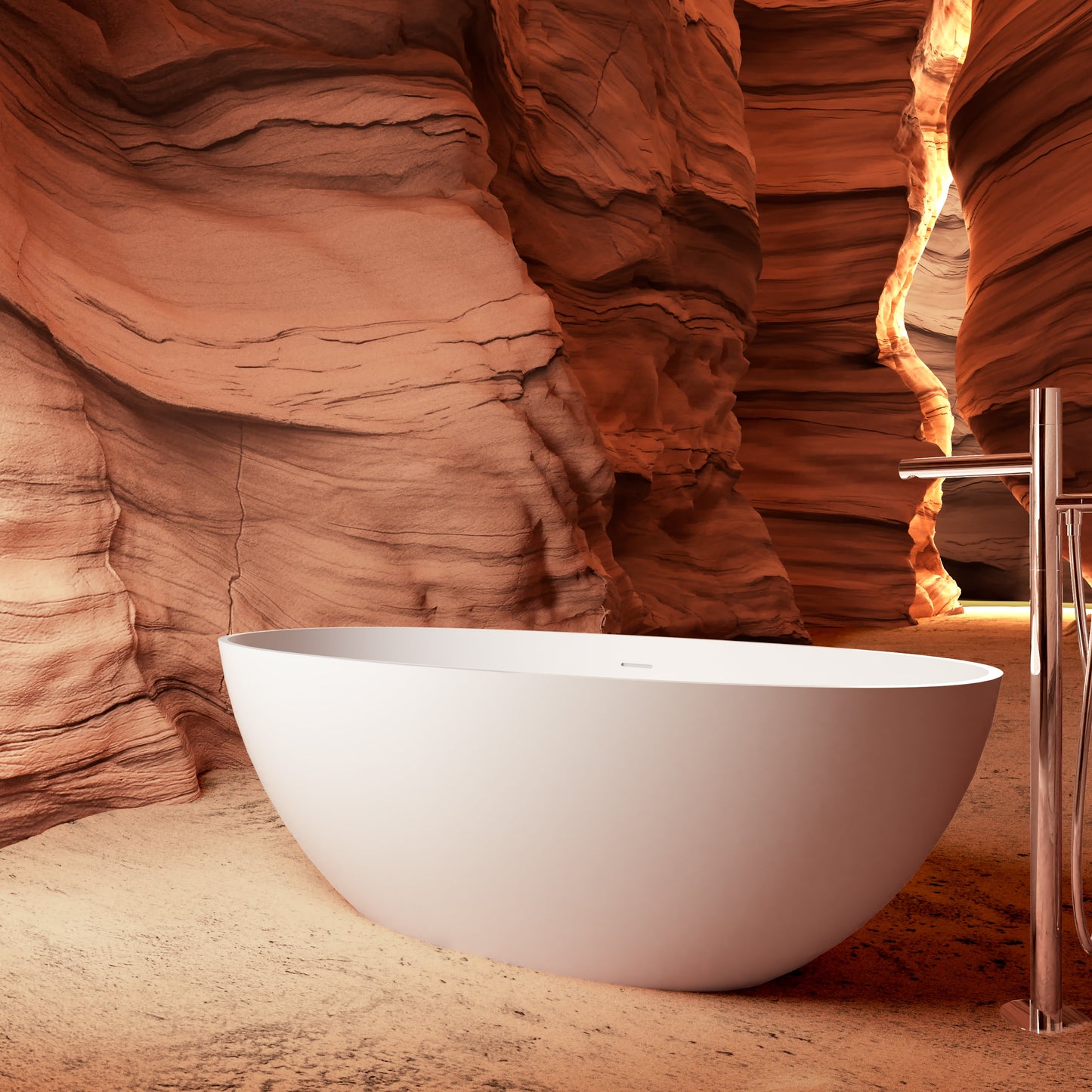 65" Freestanding Solid Surface Bathtub