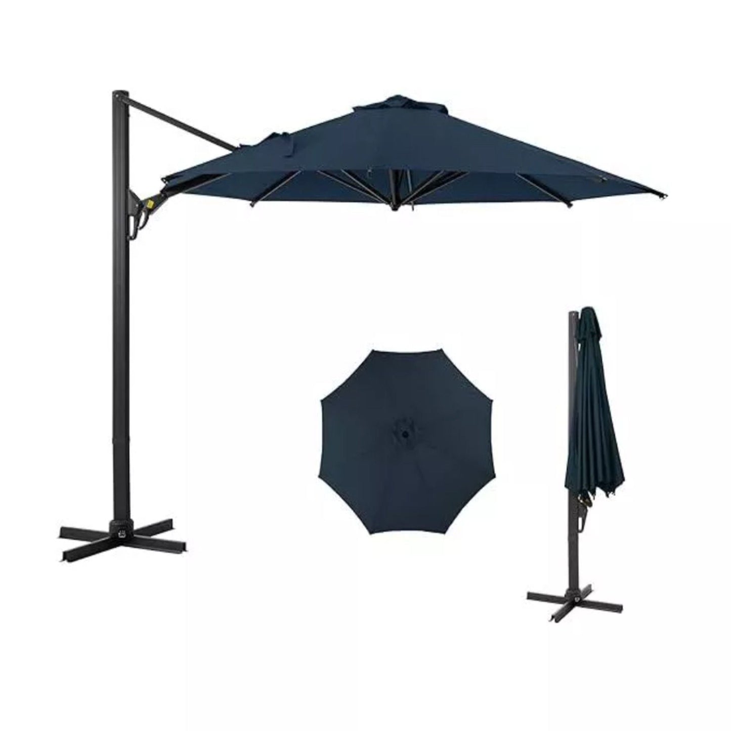Round Cantilever Patio Umbrella With 360 Rotation & Infinite Tilt Adjustment
