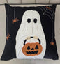 Halloween Ghost With Pumpkin Bucket Throw Pillow