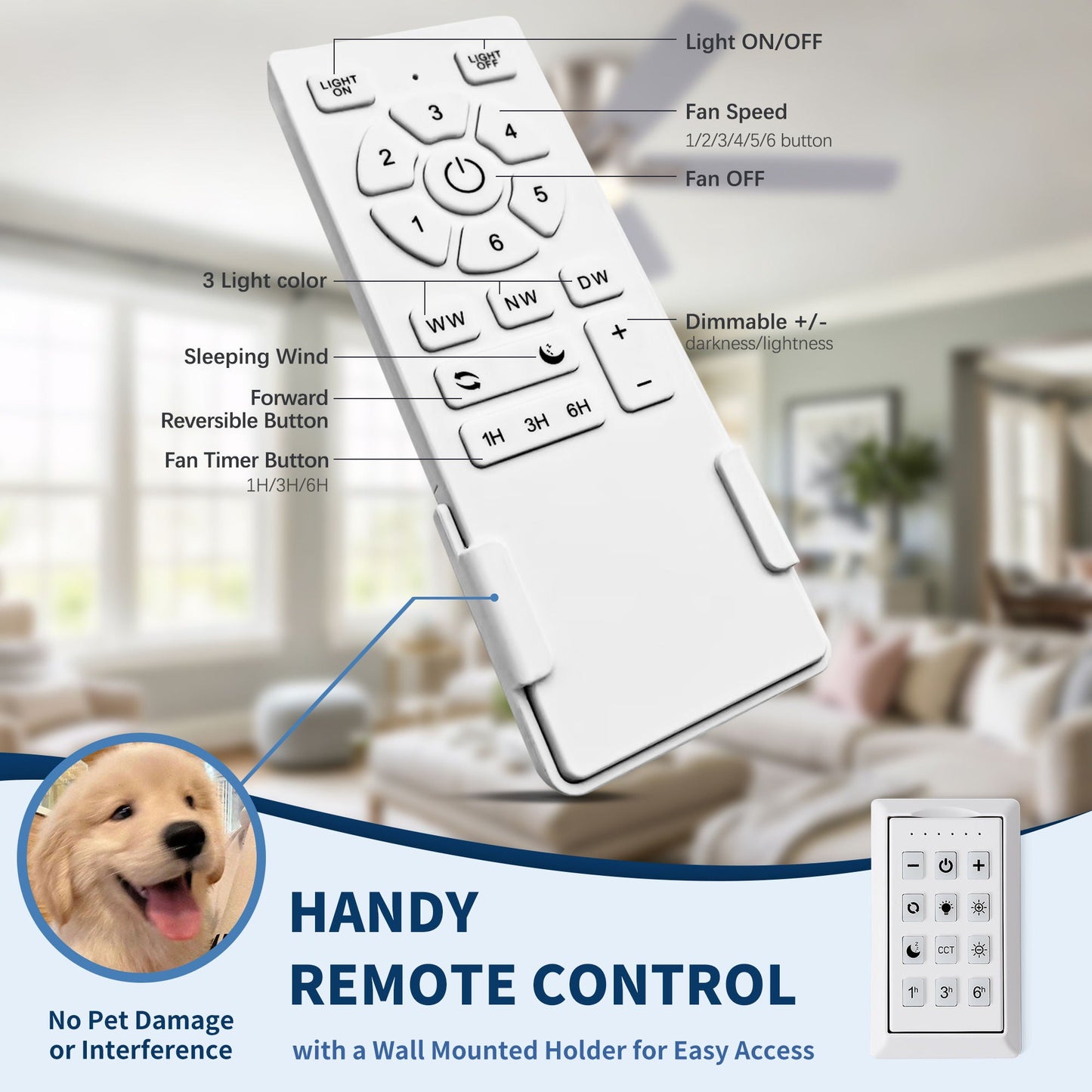 Mordern Flush Mount Ceiling Fan With Light And Remote Control
