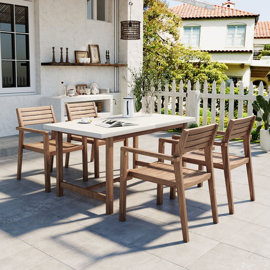 U_STYLE 5-Piece Outdoor Acacia Wood Dining Set