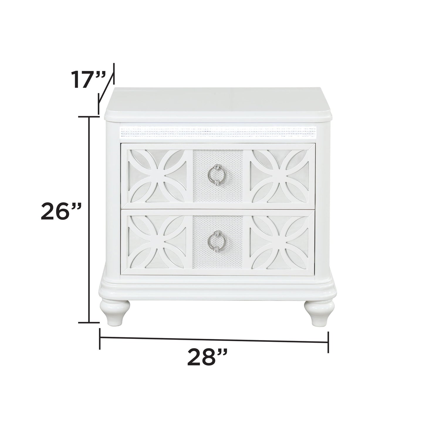 Abigale - 2 Drawer Nightstand With LED - White