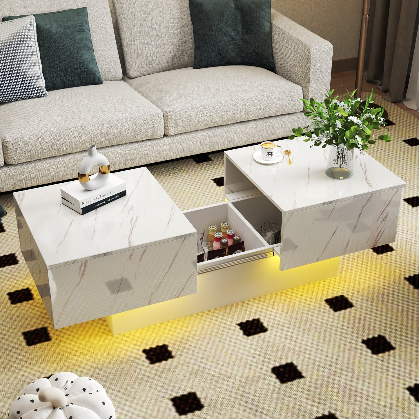 Coffee Table with Sliding Tabletop and Hidden Storage