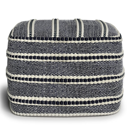 Corrie - Square Outdoor / Indoor Pouf - Navy / White
