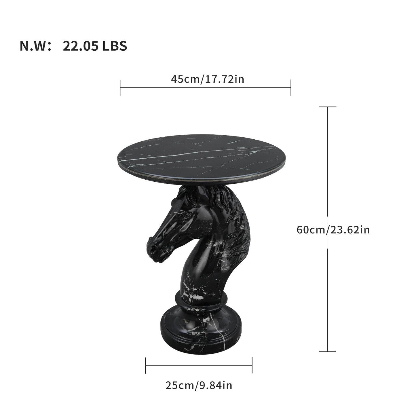 Horse Head Accent Table Animal Statue End Table