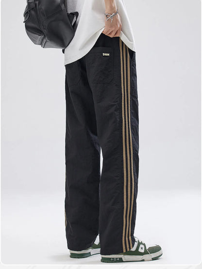 Men's Full Size Drawstring Wide Leg Pants with Side Striped Plus Size
