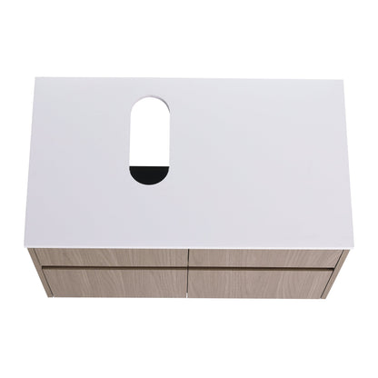 32-Inch Wall-Mounted Bathroom Vanity with Soft Close Doors and Drawer