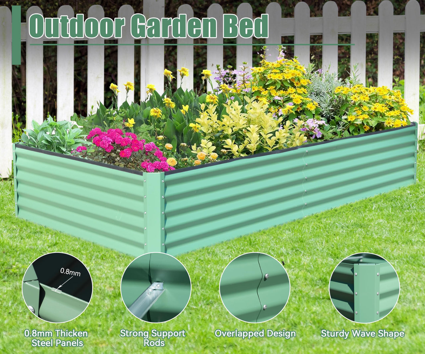6x3x1.5ft Galvanized Raised Garden Bed