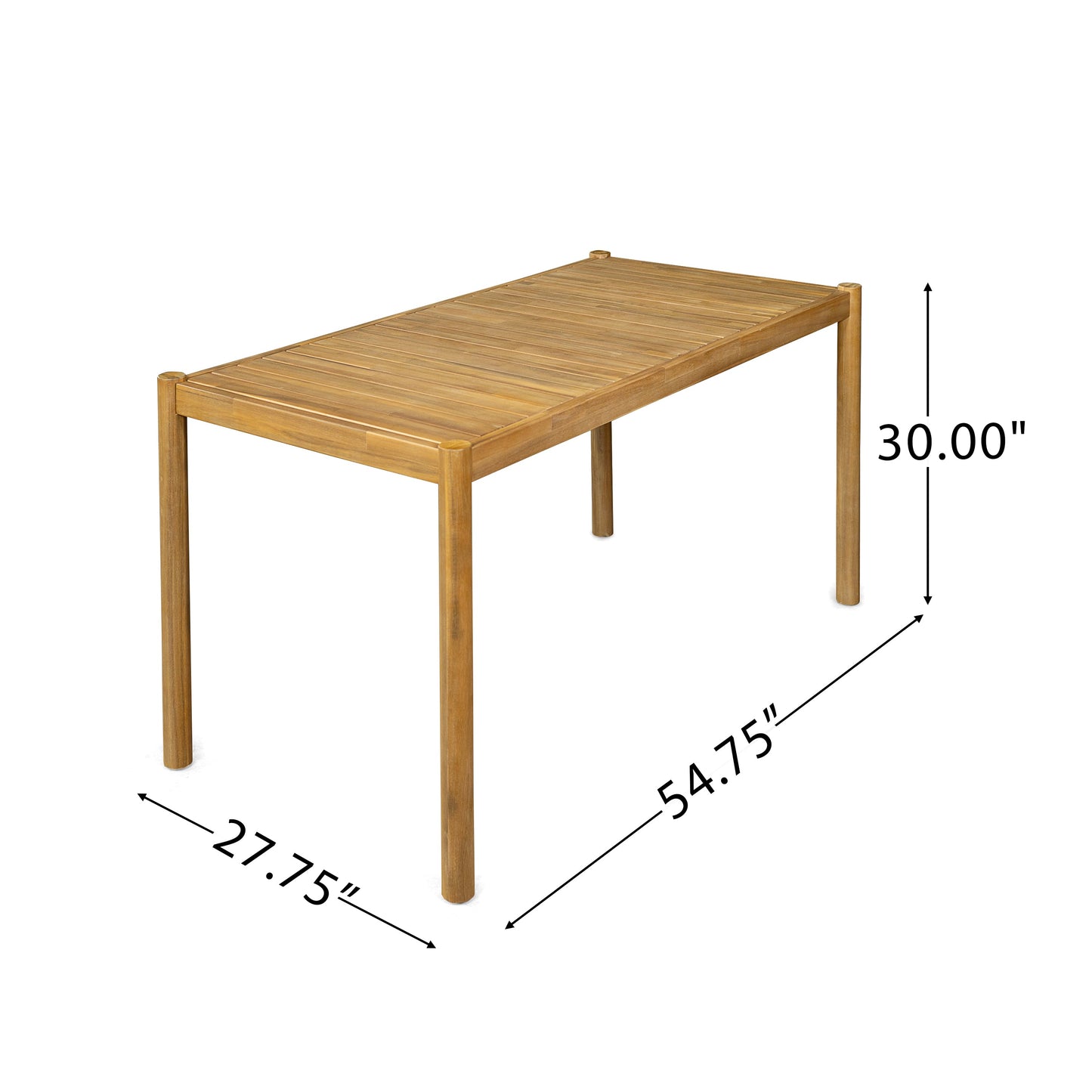 5-Piece Outdoor Patio Dining Set, Acacia Wood Rectangular Table & 4 Chairs