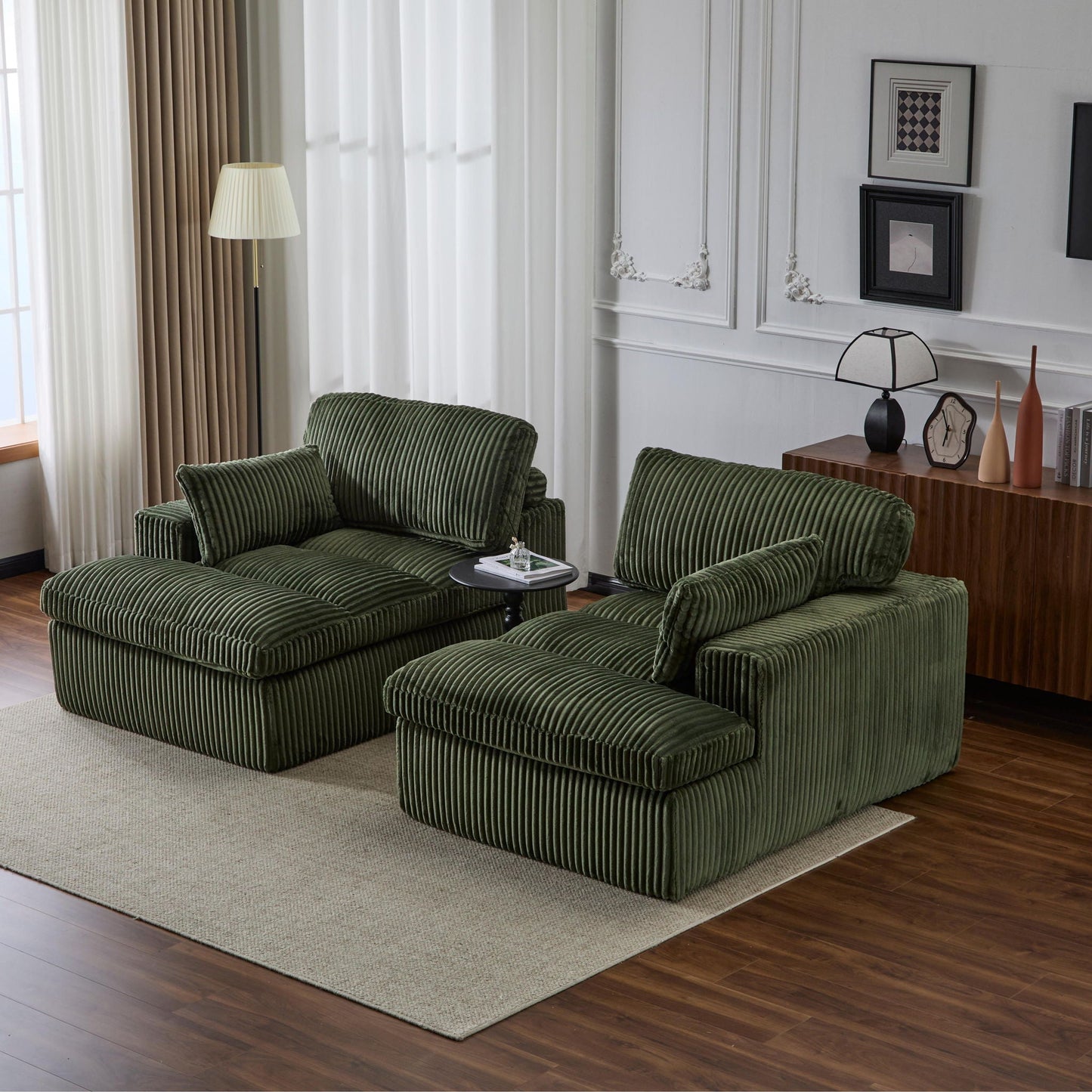 Double Chaise Lounge Chair, Oversized Upholstered Sleeper Cloud Couch