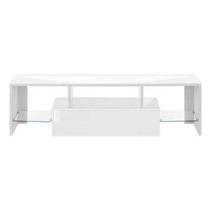 TV Stand, Console, Media Entertainment Center, Storage Cabinet, Glossy Contemporary & Modern - White