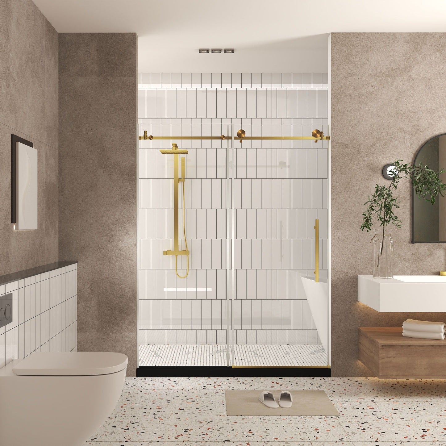Frameless Shower Door, Smooth Sliding Tracks