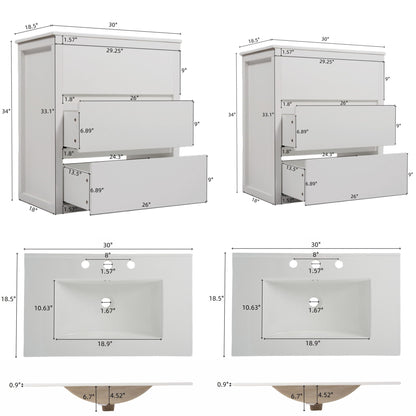 Double Sinks Bathroom Vanity Set with 2 Ceramic Basins