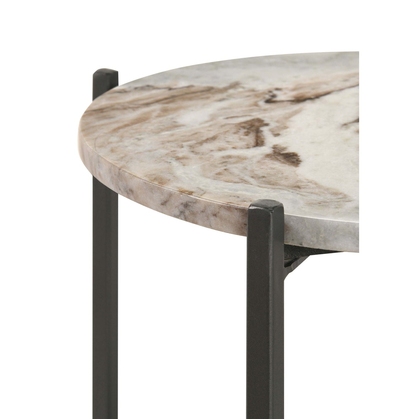 Bleskin - Round Accent Side Table With Shelf - White