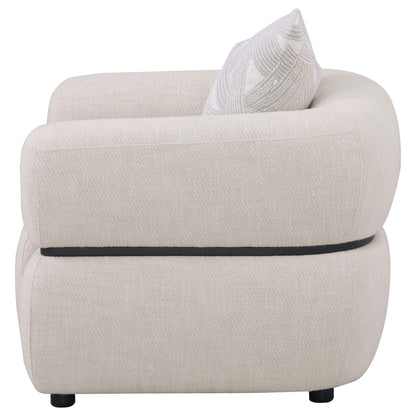 Jeanette Fabric Upholstered Round Arm Accent Chair Beige