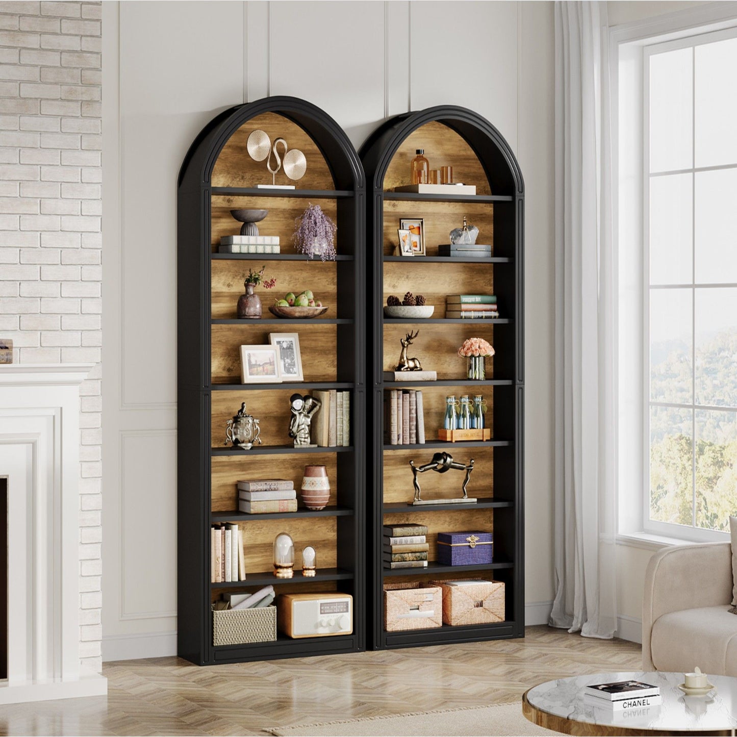 8 Tier Arched Open Display Shelving Unit For Living Room