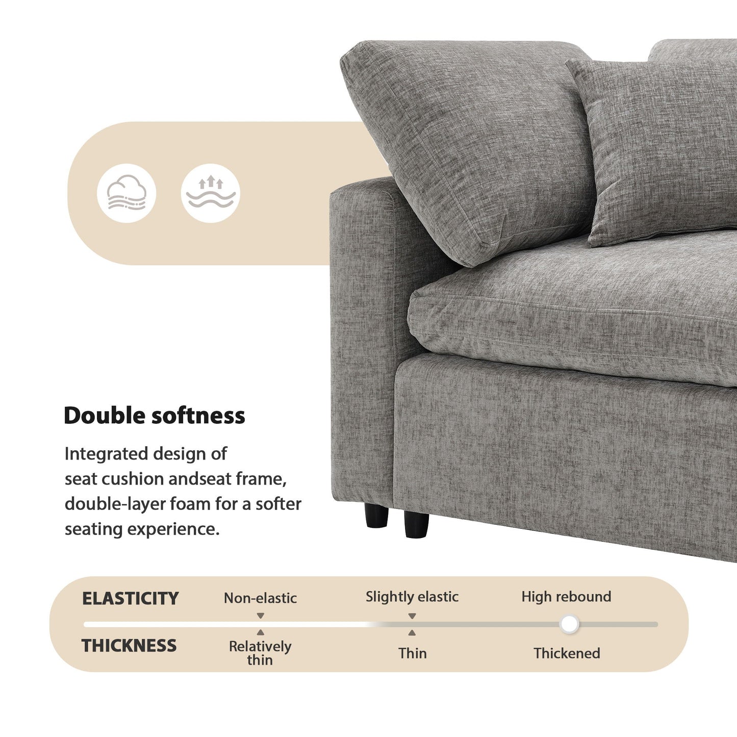 Modern Modular Cloud Sofa Bed, 6 Seat Sectional Couch Set With Ottoman, Free Combination, Convertible U Shaped Sleeper Sofa For Living Room