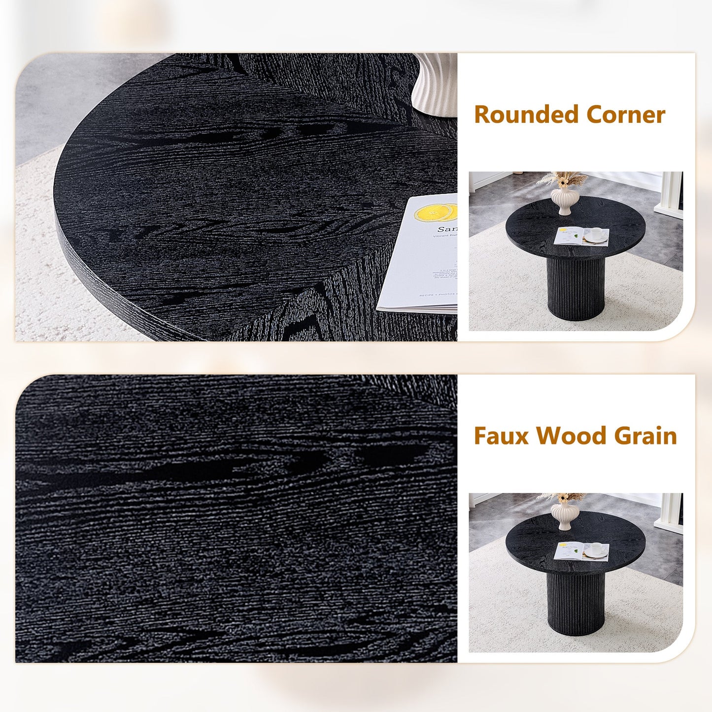 Modern Spliced Circular Dining Table with 42 Inch Diameter