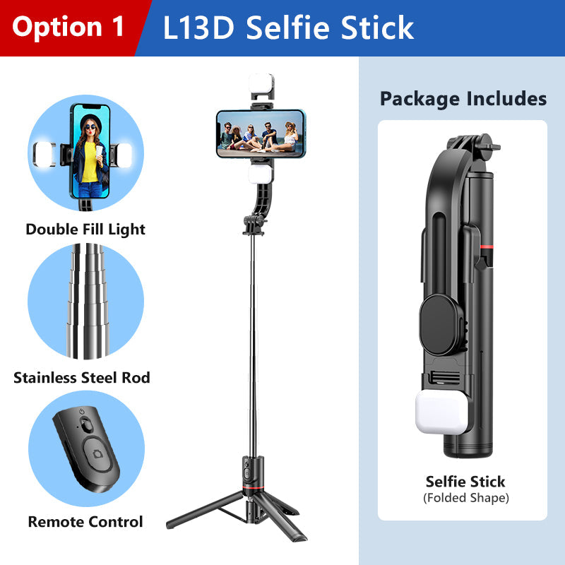 Bluetooth Selfie Stick Tripod for Cell Phones - Adjustable Height & 360° Rotating Head