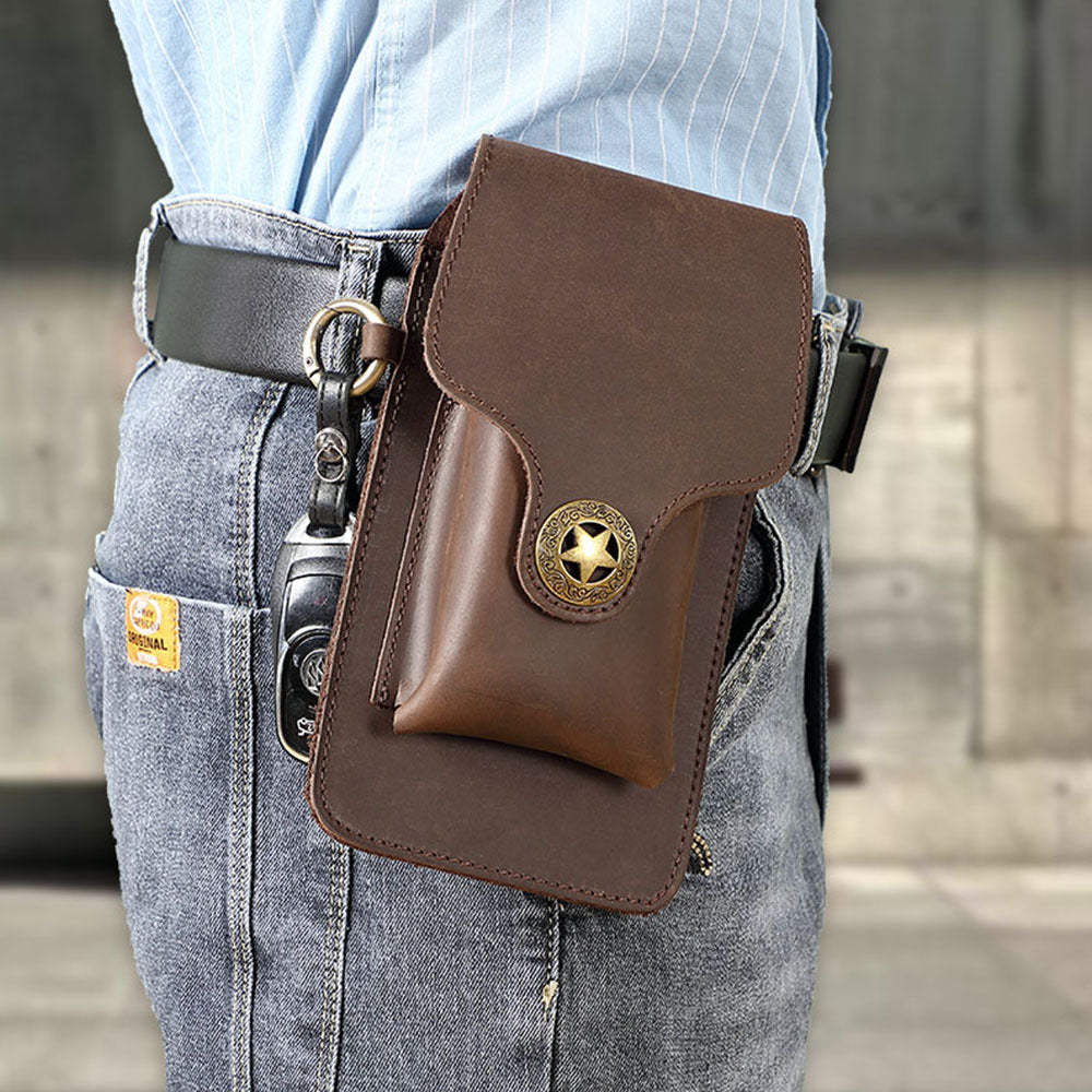 Genuine Leather Mens Cowhide Durable Work Belt-Powered Bag