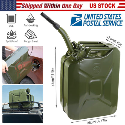 20L Gas Can 5 Gallon Spill Proof Gasoline Fuel Jerry Can Heavy Duty Steel
