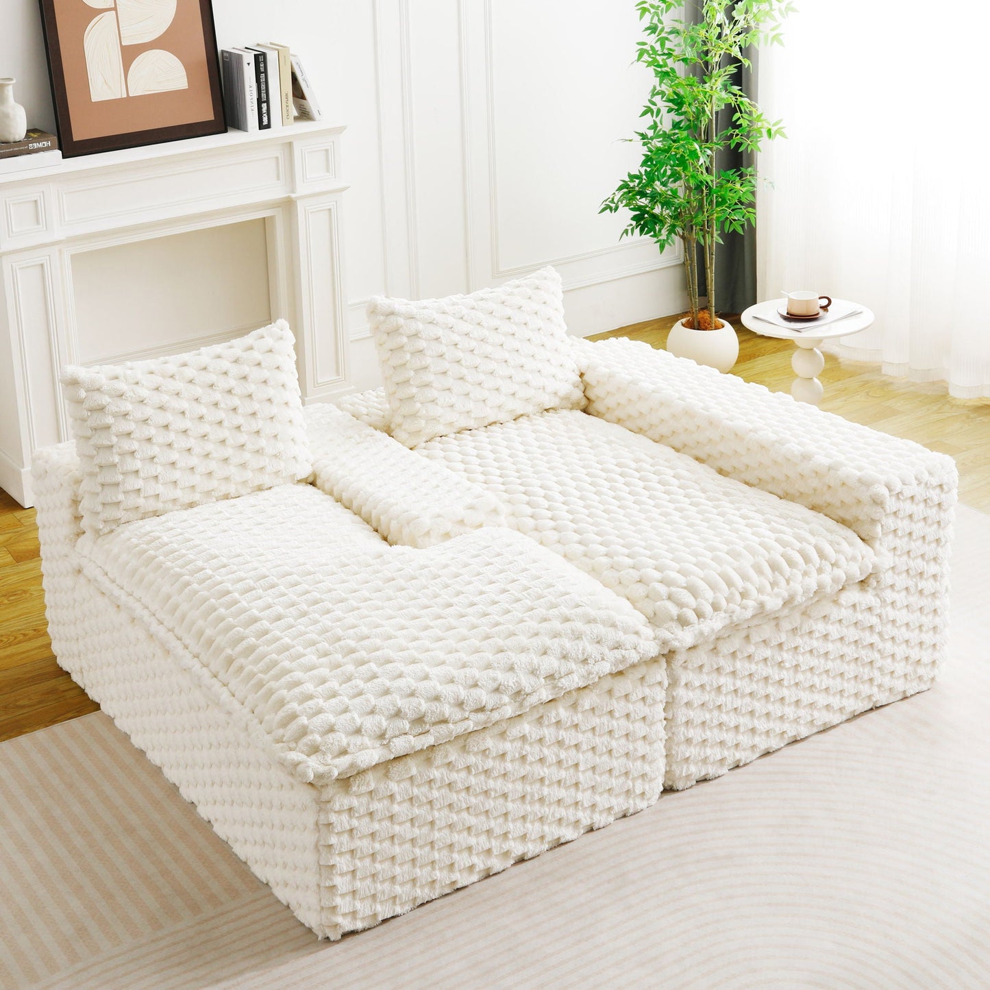 Modular Sofa, Convertible Twin Seat With Chaise Lounge