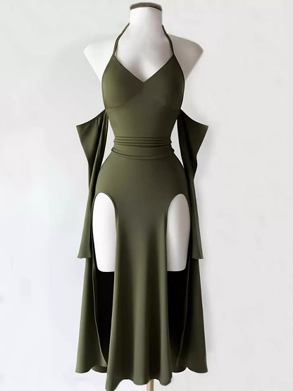 Halter Neck High-Slit Bodycon Dress